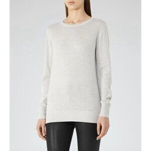 Reiss Womens Genoa Sweater Sz 0 Gray Metallic Wool Knit Long Sleeve Pullover